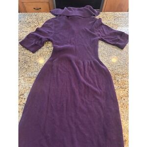 NWT Evan Picone Plum Purple Knit‎ Sweater Dress Cowl Neck Short Sleeve Small
